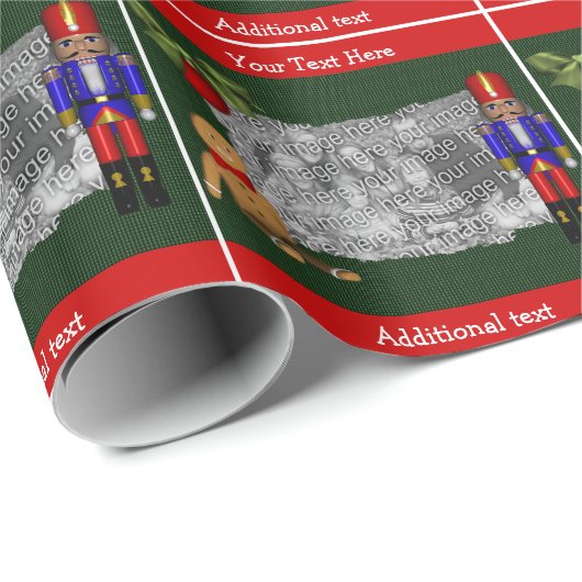 Nutcracker Gingerbrot Mann Dein Foto Urlaub Geschenkpapier (Rolleneckpunkt)