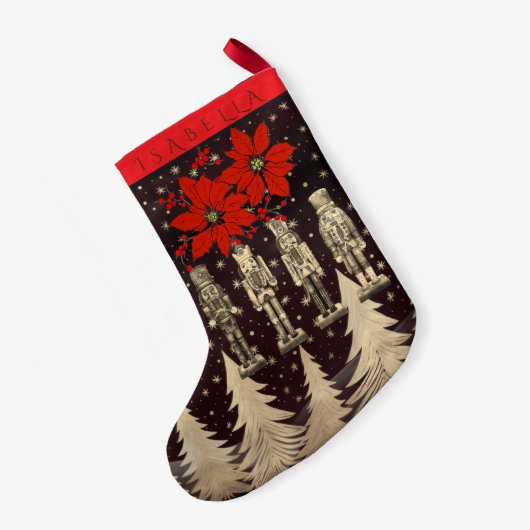 Nutcracker Golden Christmas Trees Poinsettia Kleiner Weihnachtsstrumpf (Rückseite (Hängend))