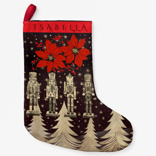 Nutcracker Golden Christmas Trees Poinsettia Kleiner Weihnachtsstrumpf (Vorderseite)