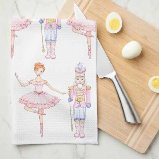 Nutcracker Grandmillennial Weihnachtshandtuch Geschirrtuch (Viertel Falte)