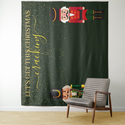 Nutcracker Green Christmas Foto Stand Hintergrund Wandteppich (Beispiel)