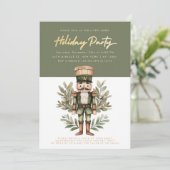Nutcracker Green Gold Elegante Holiday Party Einladung (Stehend Vorderseite)