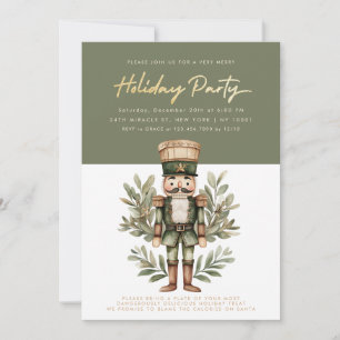 Nutcracker Green Gold Elegante Holiday Party Einladung