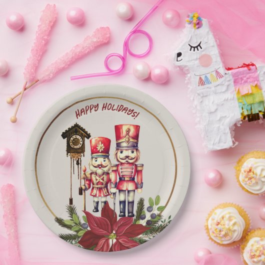 Nutcracker Happy Holidays Cuckoo Grüße Pappteller (Party)