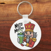 Nutcracker Holding Matcha Latte Funny Nuts for Mat Schlüsselanhänger (Vorderseite)
