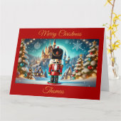 Nutcracker in einem Fantasy Christmas Village Karte (Gelbe Blume)