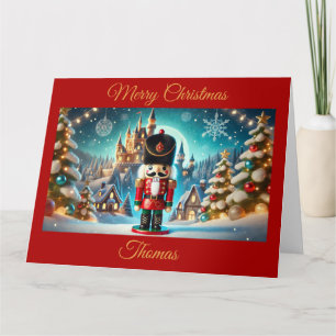 Nutcracker in einem Fantasy Christmas Village Karte