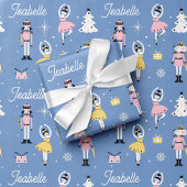Nutcracker Individuelle Name Blue Christmas Geschenkpapier Set