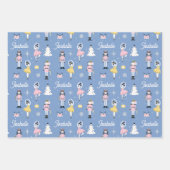 Nutcracker Individuelle Name Blue Christmas Geschenkpapier Set (Vorderseite)