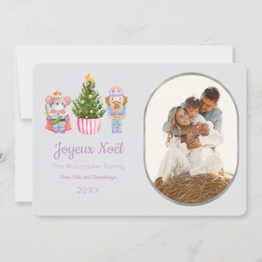 Nutcracker Joyeux Noël Foto Grußkarte Einladung (Vorderseite)