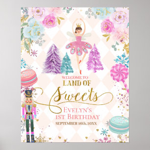 Nutcracker Land der Süßigkeiten 1. Geburtstag Begr Poster