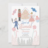 Nutcracker Land der Süßigkeiten Rosa 1. Geburtstag Einladung (Vorderseite)