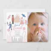 Nutcracker Land der Süßigkeiten Rosa 1. Geburtstag Einladung (Vorderseite)