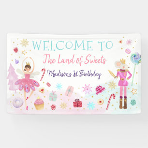 Nutcracker Land der Süßigkeiten Rosa Gold Geburt Banner
