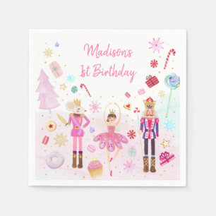 Nutcracker Land der Süßigkeiten Rosa Gold Geburt Serviette
