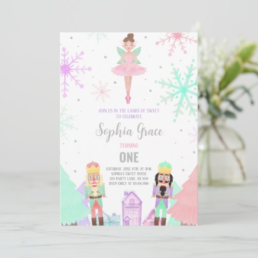 Nutcracker Land der Süßigkeiten Winter Einladung (Stehend Vorderseite)