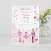 Nutcracker Land der Süßigkeiten Winter Erster Gebu Einladung (Stehend Vorderseite)