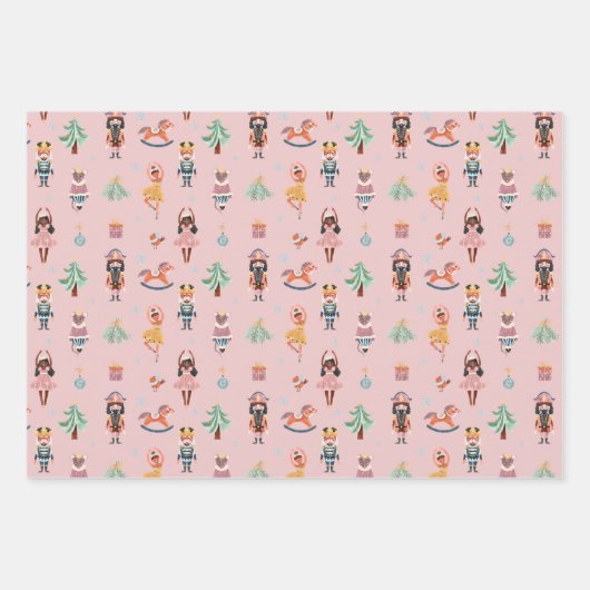 Nutcracker Lila Pink Blue Wrapping Paper Geschenkpapier Set (Vorderseite 2)