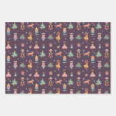 Nutcracker Lila Pink Blue Wrapping Paper Geschenkpapier Set (Vorderseite)