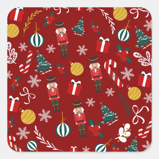 Nutcracker Magic Pattern Quadratischer Aufkleber (Vorderseite)
