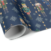 Nutcracker Marine blauer Jahrgang Weihnachtsgesche Geschenkpapier (Rolleneckpunkt)