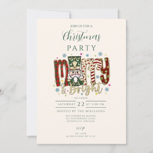 Nutcracker Merry & Bright Christmas Einladung (Vorderseite)