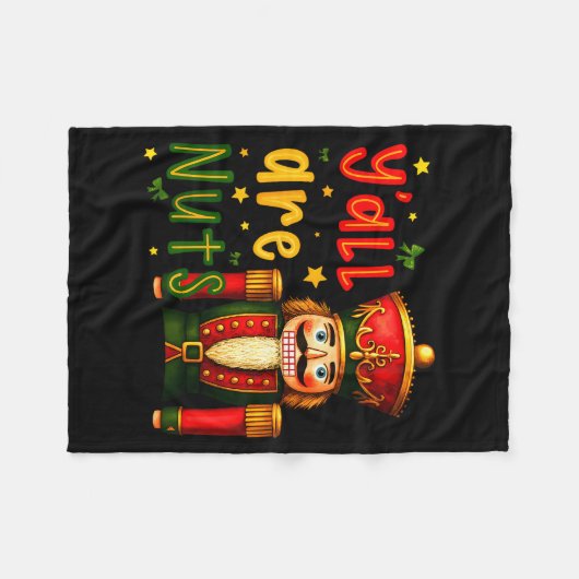 Nutcracker Merry Christmas Funny Xmas Pajamas Y'al Fleecedecke (Vorderseite (Horizontal))