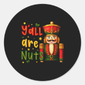 Nutcracker Merry Christmas Funny Xmas Pajamas Y'al Runder Aufkleber (Vorderseite)