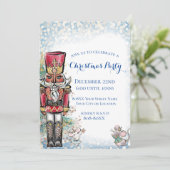 Nutcracker & Mice Snowy Weihnachtsfeier Party Einl Einladung (Stehend Vorderseite)