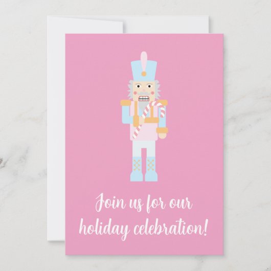 Nutcracker mit einer Candy Cane mit Gruß Einladung (Vorderseite)