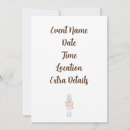 Nutcracker mit einer Candy Cane mit Gruß Einladung (Rückseite)