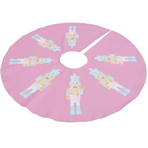 Nutcracker mit einer Candy Cane mit Gruß Polyester Weihnachtsbaumdecke