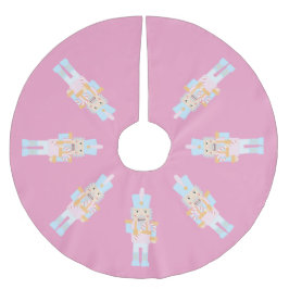 Nutcracker mit einer Candy Cane mit Gruß Polyester Weihnachtsbaumdecke