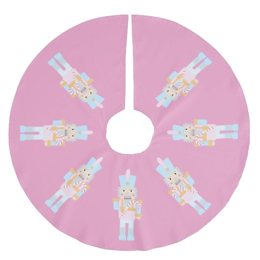 Nutcracker mit einer Candy Cane mit Gruß Polyester Weihnachtsbaumdecke (Vorderseite)