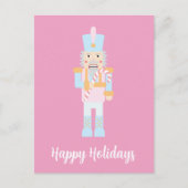 Nutcracker mit einer Candy Cane mit Gruß Postkarte (Vorderseite)