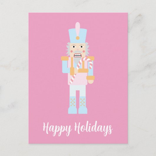 Nutcracker mit einer Candy Cane mit Gruß Postkarte (Vorderseite)