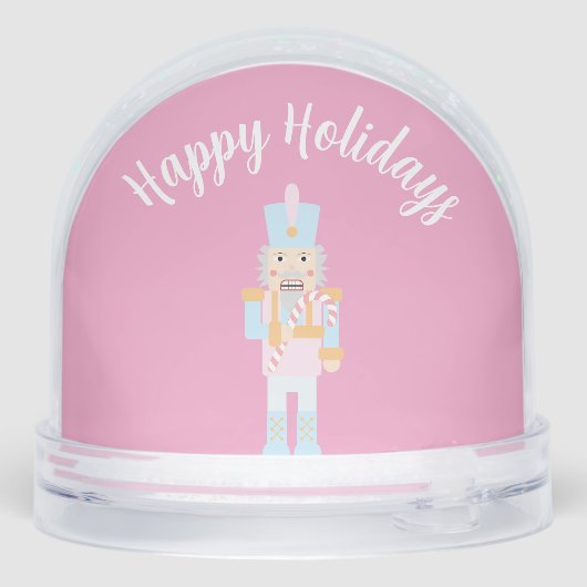 Nutcracker mit einer Candy Cane mit Gruß Schneekugeln (Rückseite)