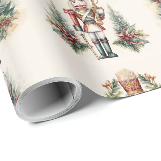Nutcracker mit Vintagem Weihnachtsbaummuster Geschenkpapier (Rolleneckpunkt)