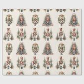 Nutcracker mit Vintagem Weihnachtsbaummuster Geschenkpapier (Flach)