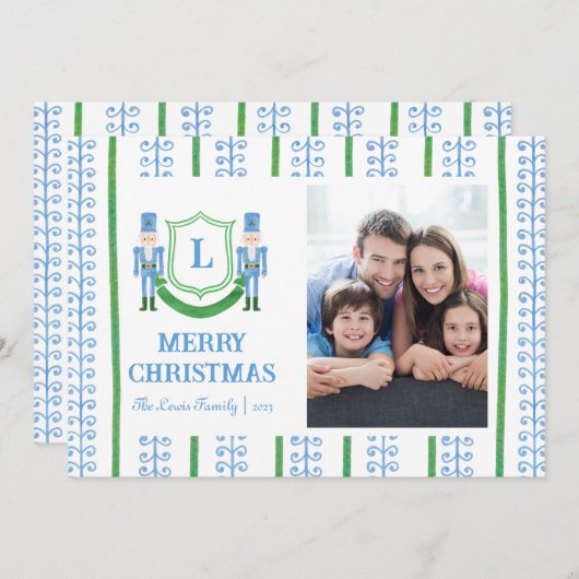 Nutcracker Monogram Weihnachtskarte Einladung (Vorne/Hinten)