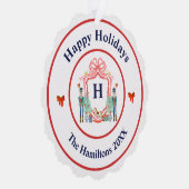 Nutcracker Monogram Weihnachtsschmuckkarte Ornament Karte (Rechts)