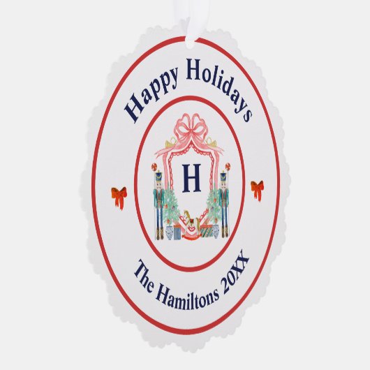 Nutcracker Monogram Weihnachtsschmuckkarte Ornament Karte (Rechts)