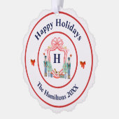 Nutcracker Monogram Weihnachtsschmuckkarte Ornament Karte (Links)