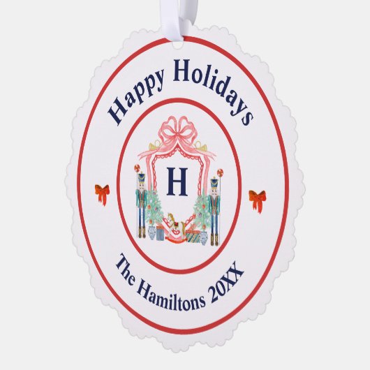 Nutcracker Monogram Weihnachtsschmuckkarte Ornament Karte (Links)