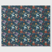 Nutcracker Mouse King Ballerina Navy Blue Xmas Geschenkpapier (Flach)