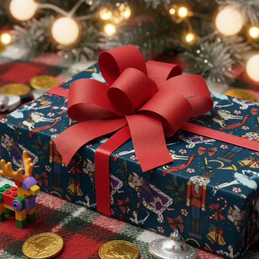 Nutcracker Mouse King Ballerina Navy Blue Xmas Geschenkpapier