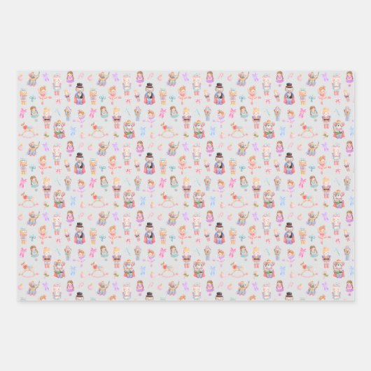 Nutcracker Muster Weihnachten Geschenkpapier Set (Vorderseite 3)