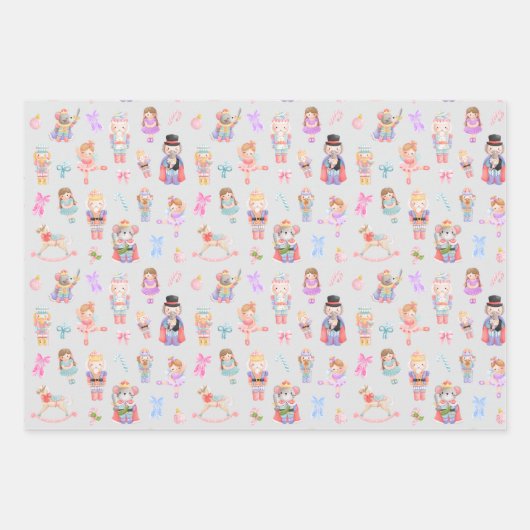 Nutcracker Muster Weihnachten Geschenkpapier Set (Vorderseite 2)