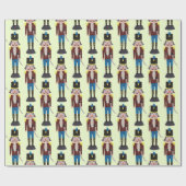 Nutcracker Muster Weihnachtsmann Geschenkpapier (Flach)