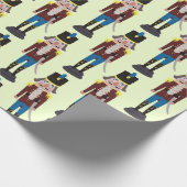 Nutcracker Muster Weihnachtsmann Geschenkpapier (Ecke)